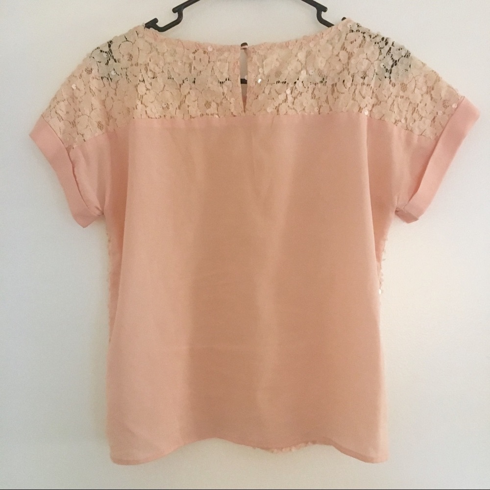Sequined Lace/Pink Top - Picture 2 of 6